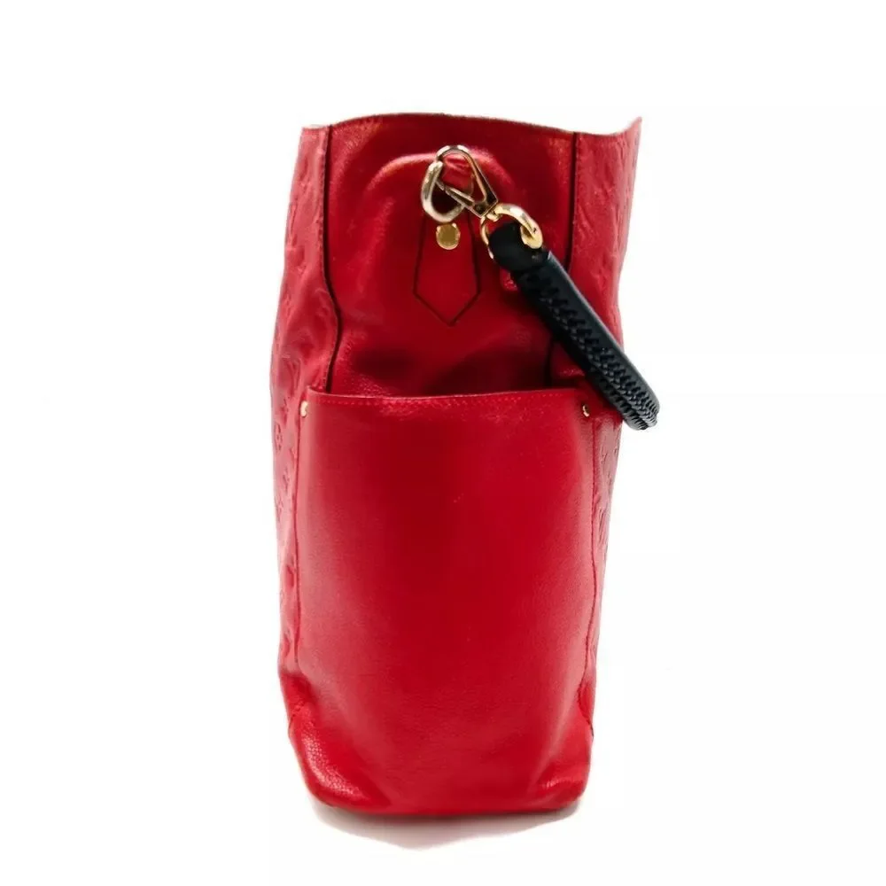 Auth Louis Vuitton Cherry Red Empreinte Monogram Leather PM Bagatelle Hobo Bag - Picture 5 of 15